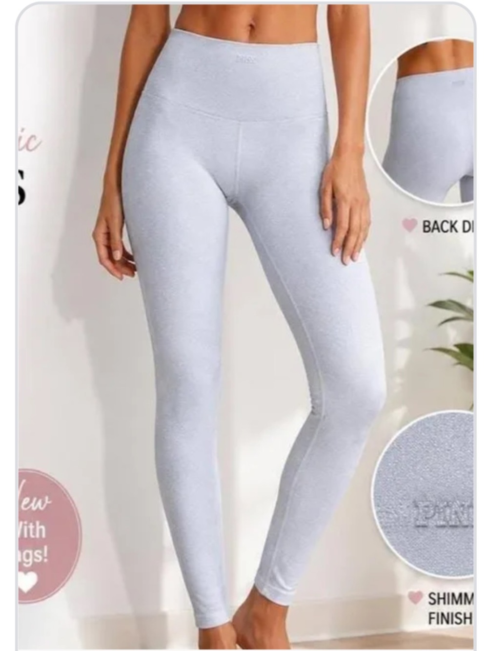 NWT PINK Victoria's Secret Seamless Leggings — Light Silver Gray